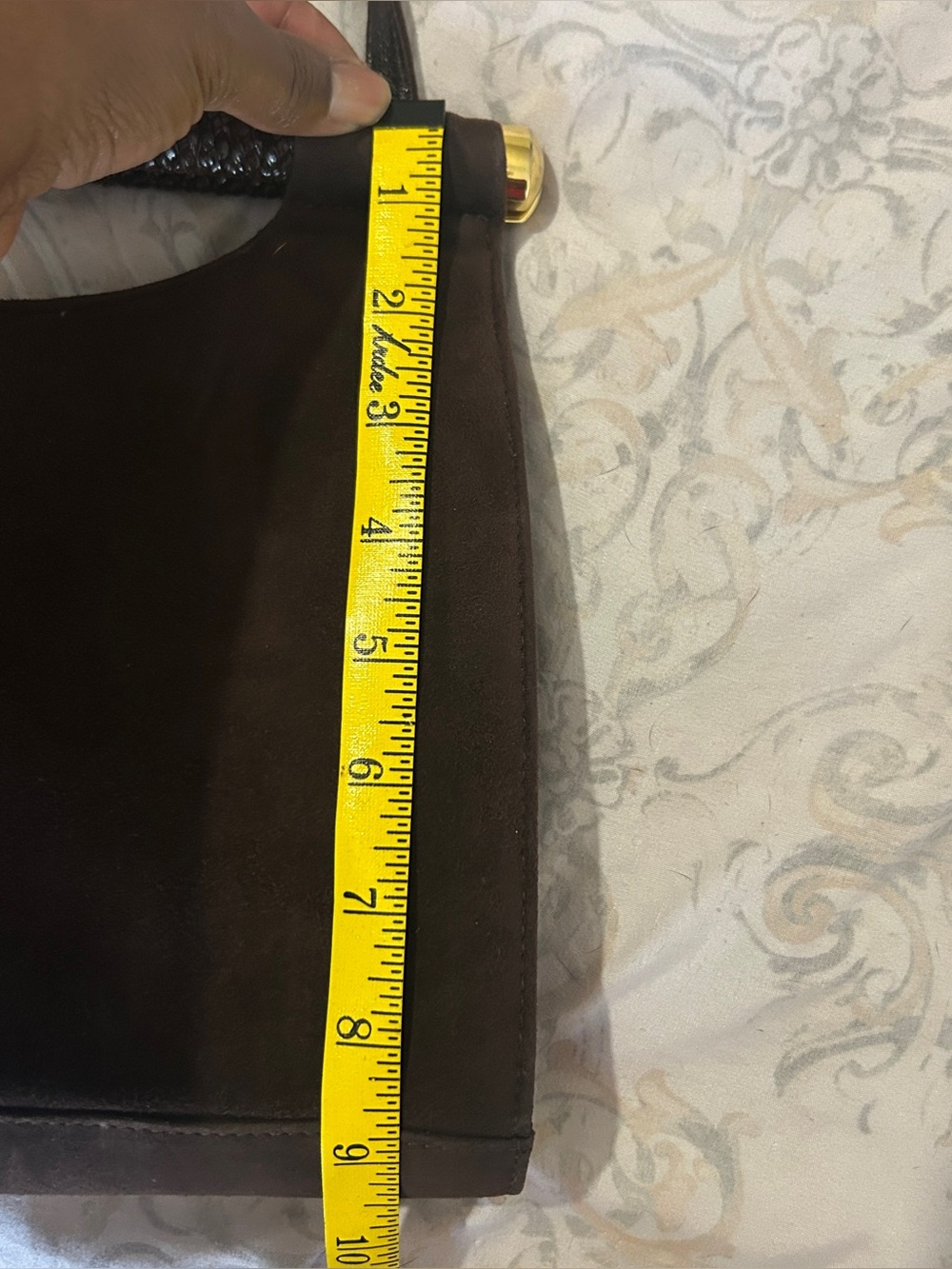 Stuart‎ Weitzman Handbag Women Brown Suede Woven Handle Vintage purse - Picture 11 of 14
